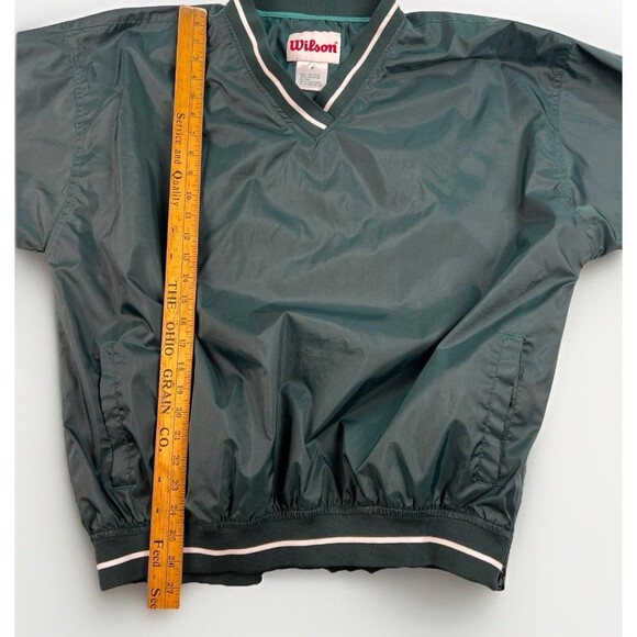 VTG Wilson 80’s-90’s Windbreaker Pullover Gym Coach Teacher Hunter Green Size M - Picture 7 of 8
